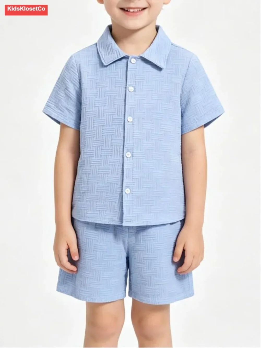 Boys Summer Beach Outfit 6Pc: Button Down Shirts & Shorts Set
